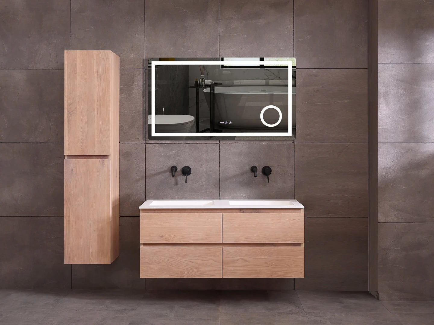 Badmeubel onderkast - Brandon Eiken white wash - 49x119x50cm
