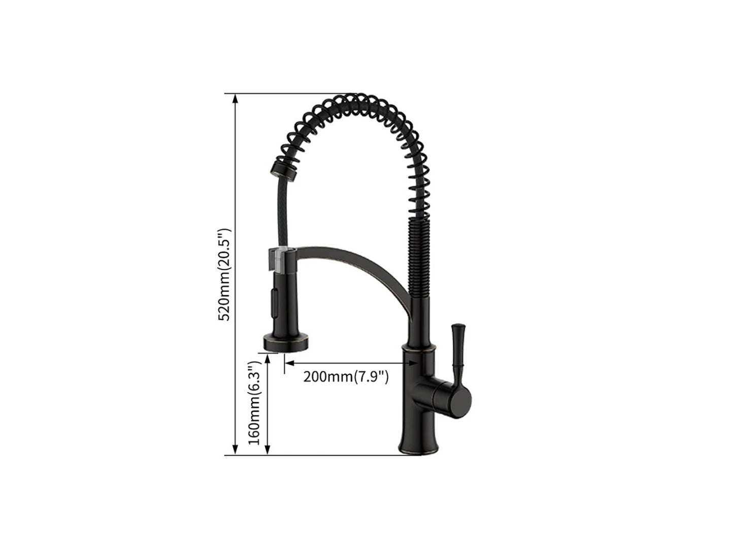 Keukenkraan - Uitneembare uitloop - Vicia Mat zwart - 52cm