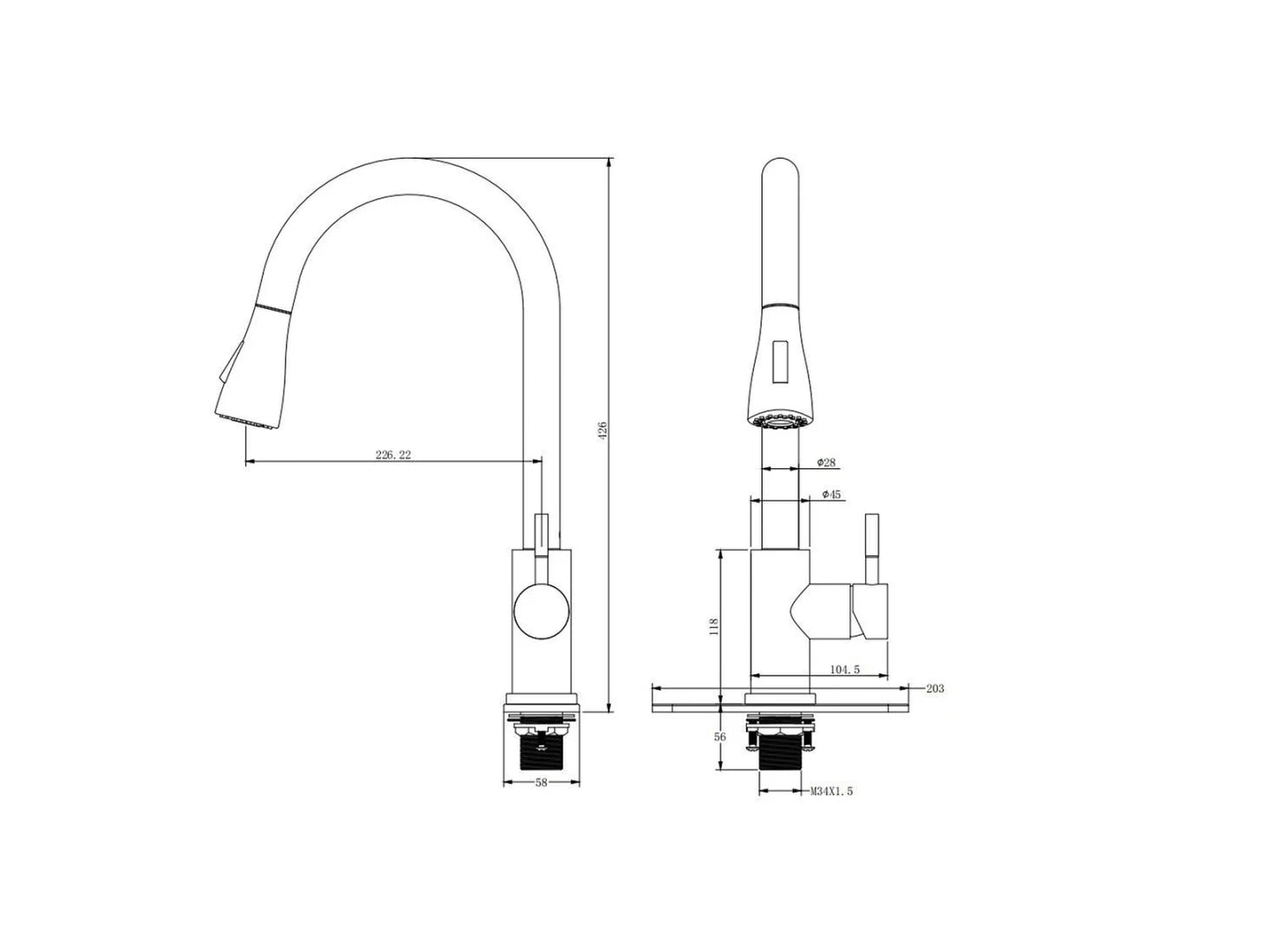 Keukenkraan met touch control - Uittrekbare uitloop - Briza Geborsteld RVS - 43cm