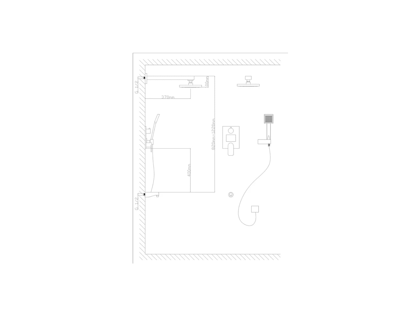 Inbouw regendoucheset - Digitaal display - Birman Mat zwart