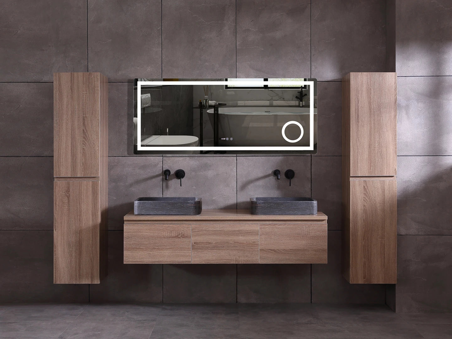 Badmeubel onderkast - Jeremy Bruin eiken - 50x180x35cm