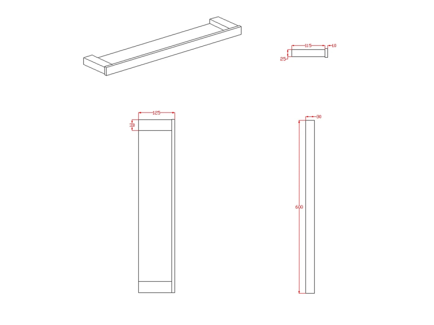 Planchet - 60cm Mat zwart