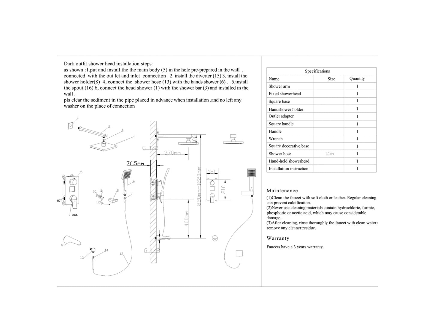 Inbouw regendoucheset - Digitaal display - Birman Chroom
