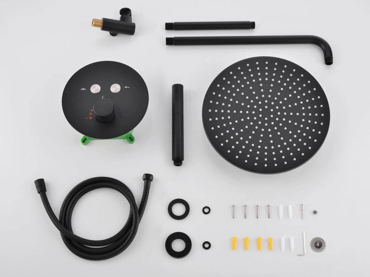 Thermostatische inbouw regendoucheset - Bombay Mat zwart