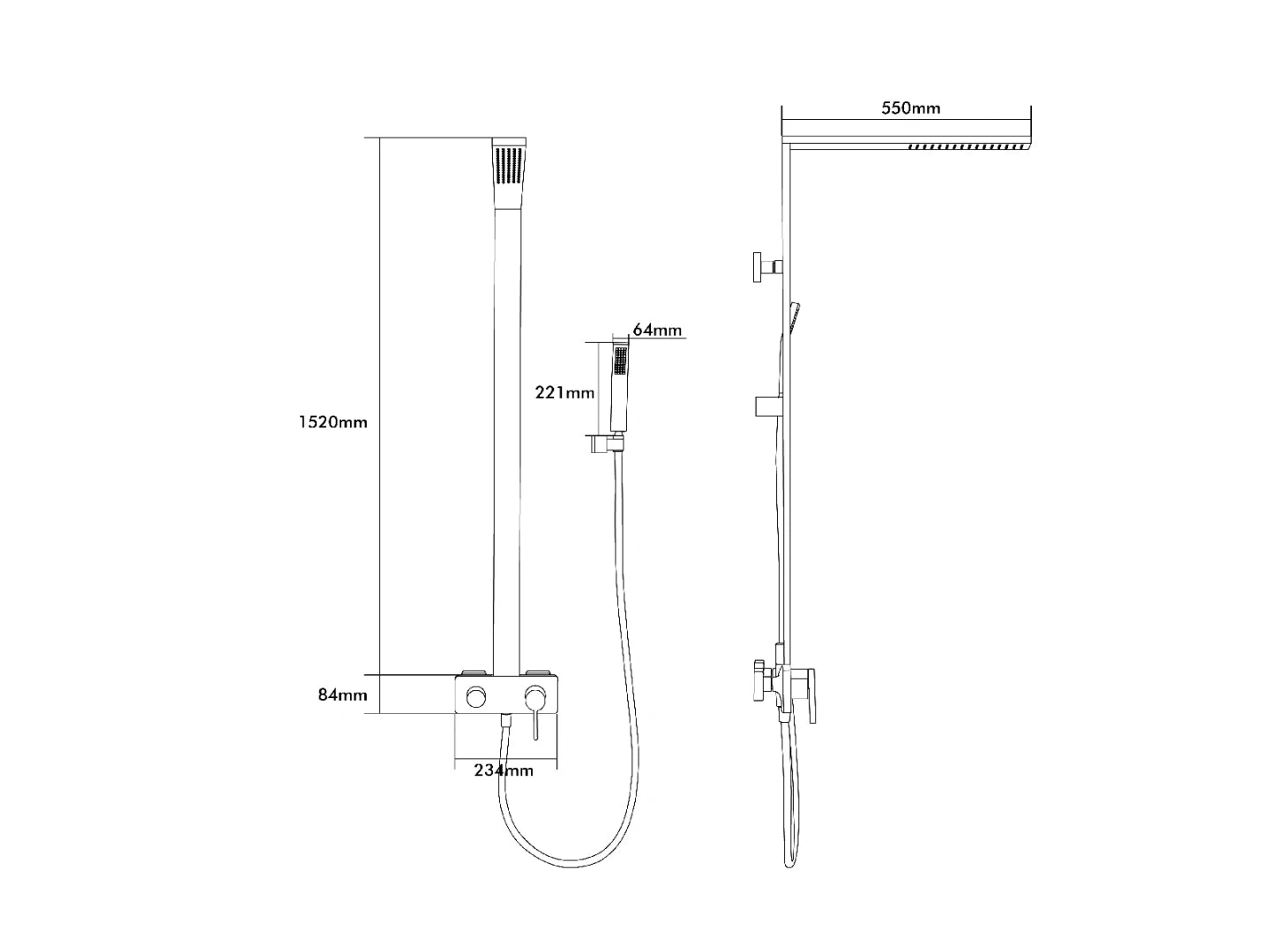 Opbouw regendoucheset - Teslin Mat zwart
