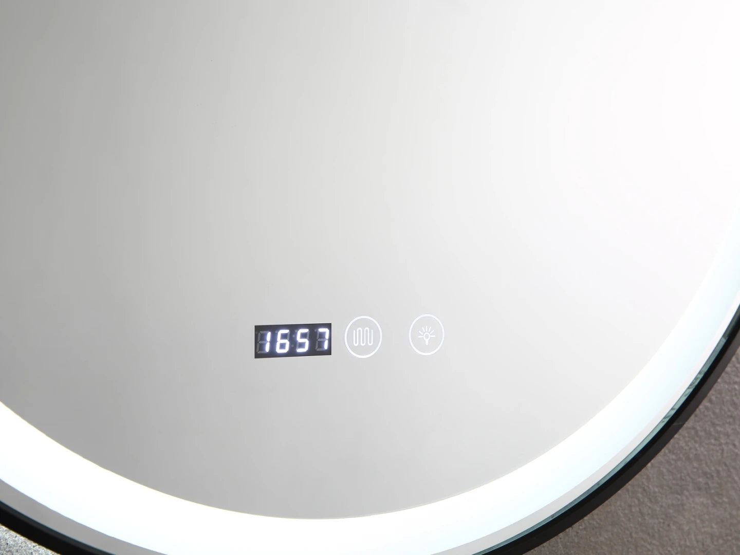 LED Badkamerspiegel - Digitale Klok - Julia Mat zwart - 120x120cm