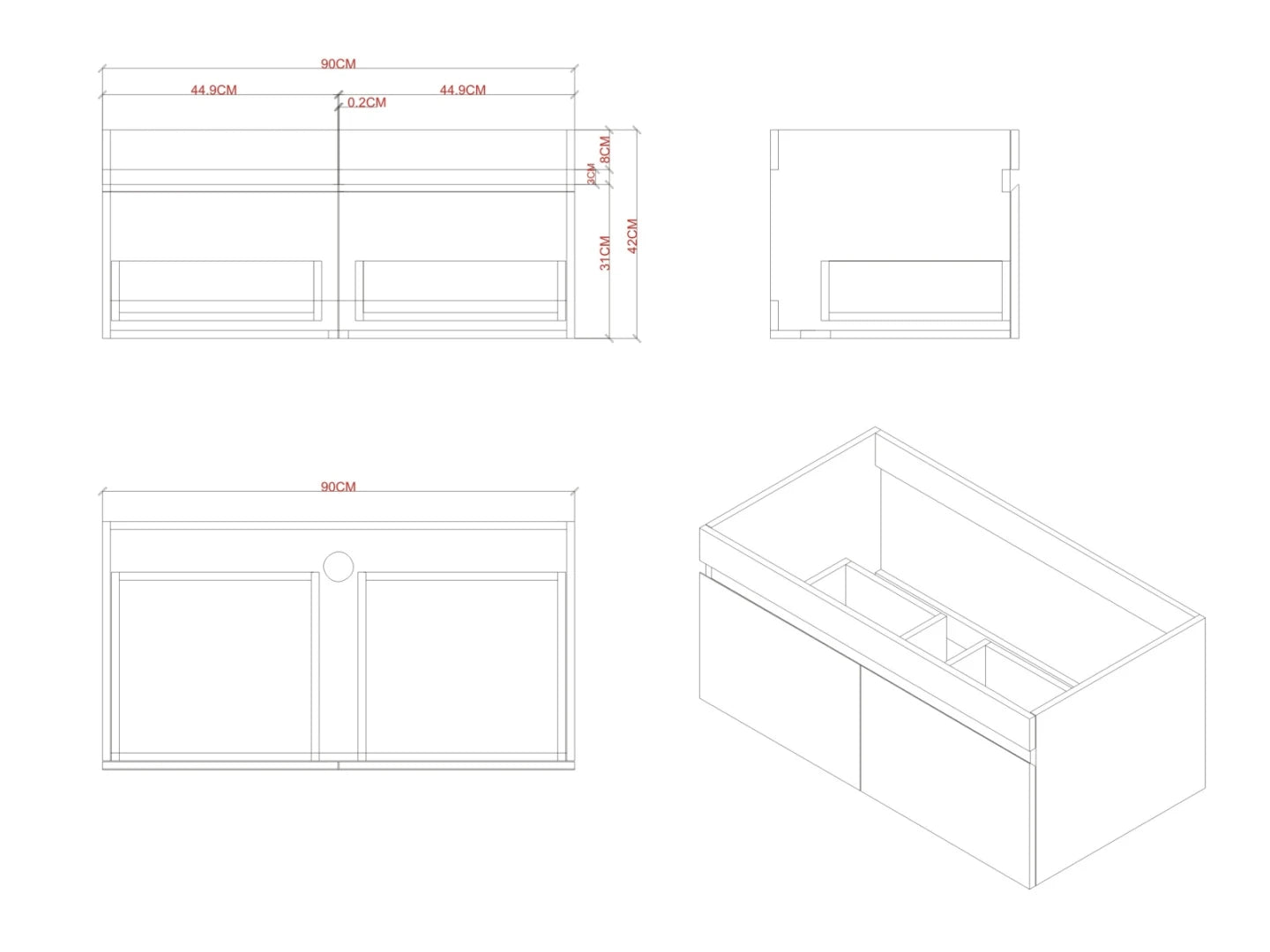 Badkamermeubelset (80cm) - Greg Mat zwart - 50x80x43cm