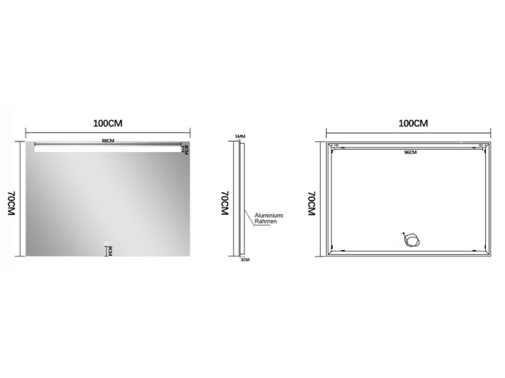 LED Badkamerspiegel Aruba - Spiegelverwarming - 100x70cm