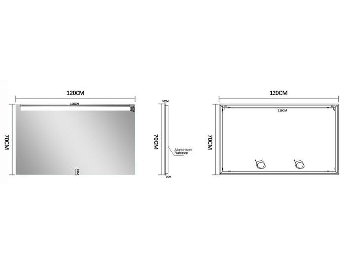 LED Badkamerspiegel Aruba - Spiegelverwarming - 120x70cm