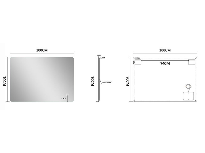 LED Badkamerspiegel Aspen - Spiegelverwarming - 100x70cm
