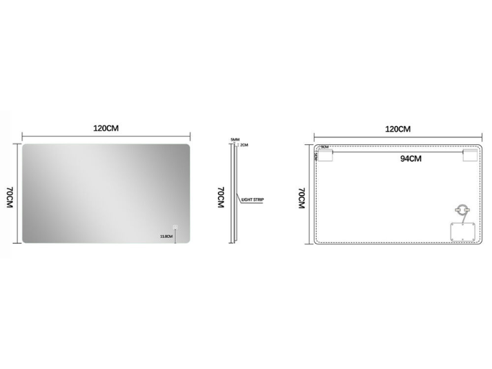 LED Badkamerspiegel Aspen - Spiegelverwarming - 120x70cm