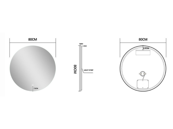 Ronde LED Badkamerspiegel Luca - Spiegelverwarming - 80 cm