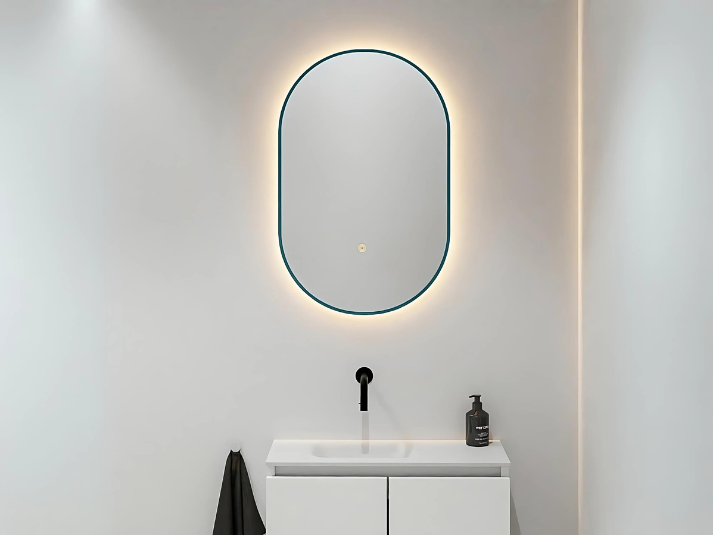 MONDIAZ Luna LED Badkamerspiegel - Bewegingssensor - 45x90cm Ovaal Smag (Turquoise)