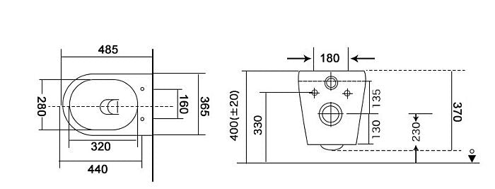 Toiletpot Randloos - Itsie Mat Zwart - Softclose Zitting