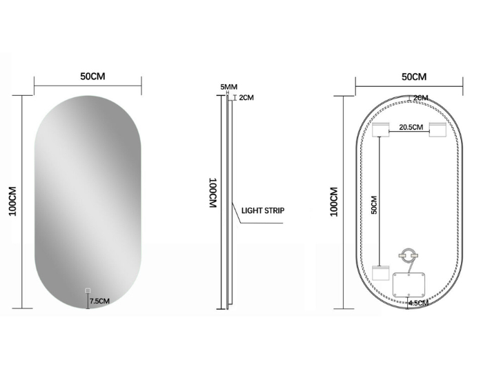 LED Badkamerspiegel Parma - Spiegelverwarming - 100x50 cm