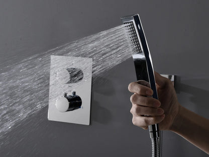 Thermostatische inbouw regendoucheset - Pointer Chroom