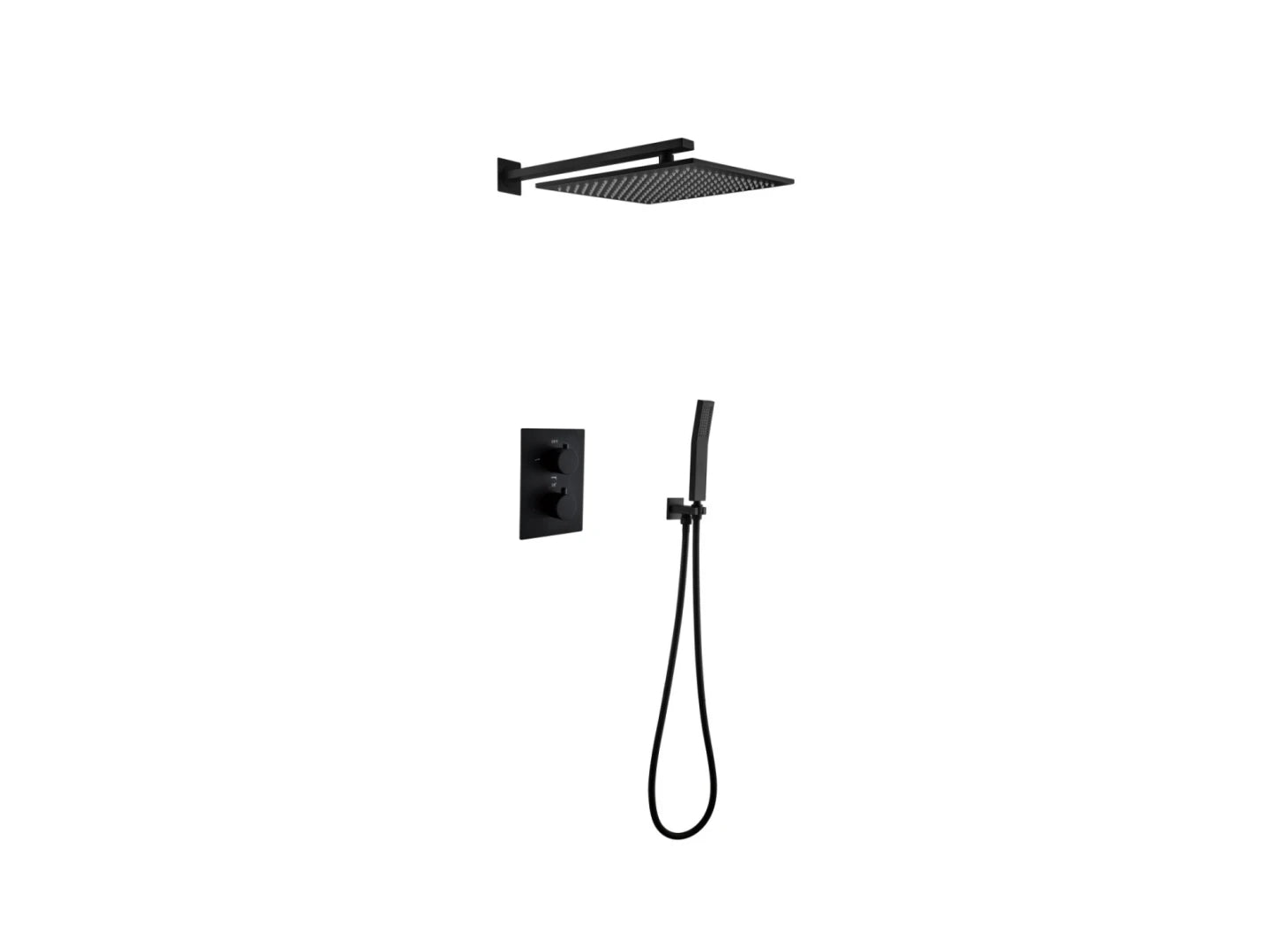 Thermostatische inbouw regendoucheset - Pointer Mat zwart