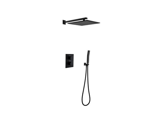 Thermostatische inbouw regendoucheset - Pointer Mat zwart
