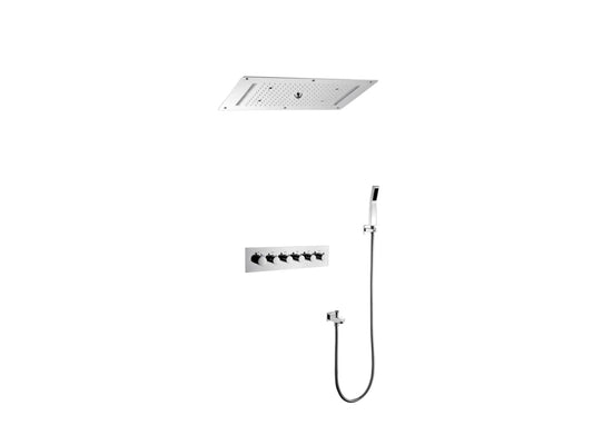 5 in 1 thermostatisch inbouw regendoucheset - Lion Chroom