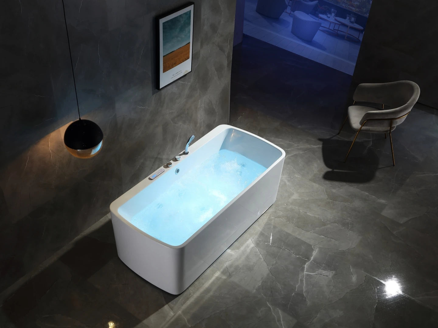 Vrijstaand massagebad - Blanco Glans wit - 170x79x64cm