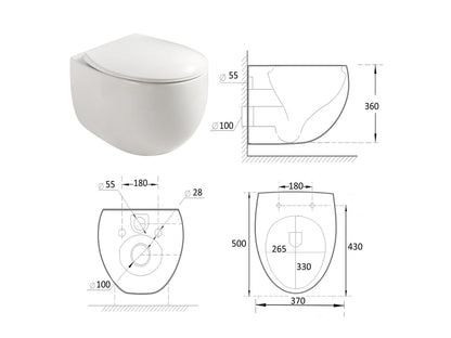 Hangend rimless toilet - Fresno Glans wit
