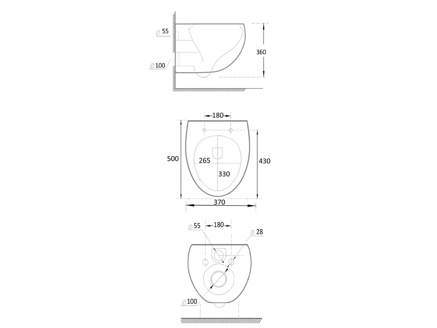 Hangend rimless toilet - Fresno Mat zwart