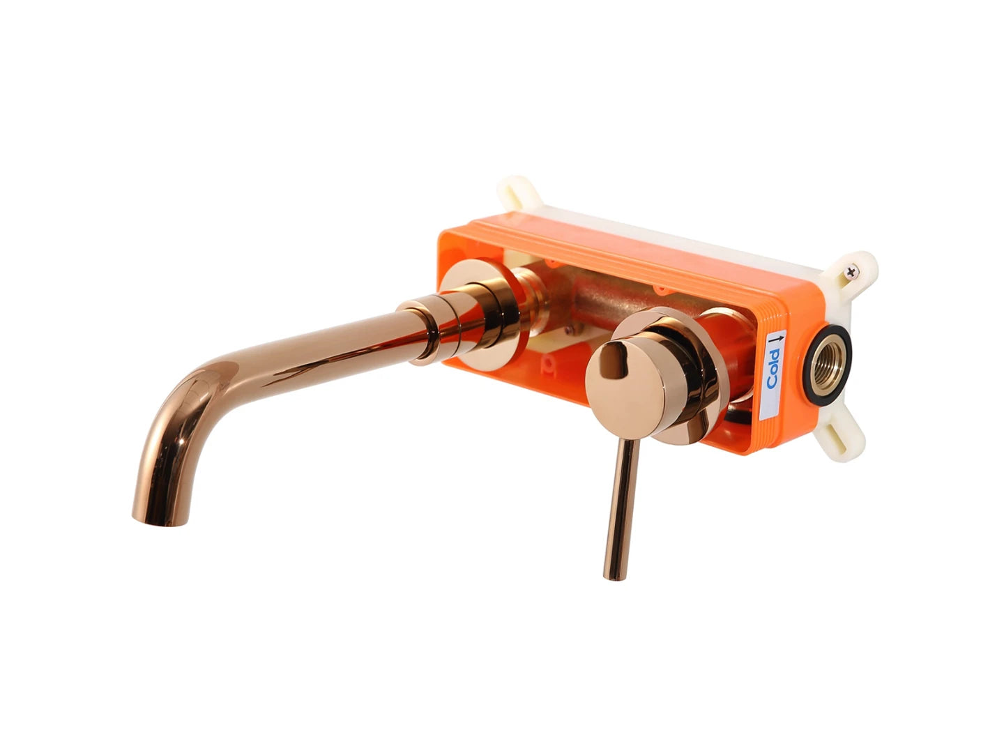 Inbouw wastafelmengkraan met inbouwbox - Zato Rose goud - 20cm