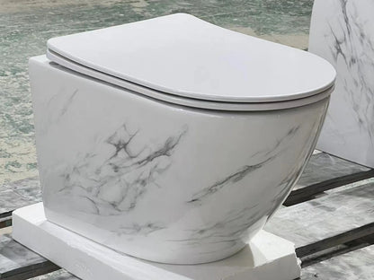 Hangend rimless toilet - Alaska Wit marmer - 49x37x37cm
