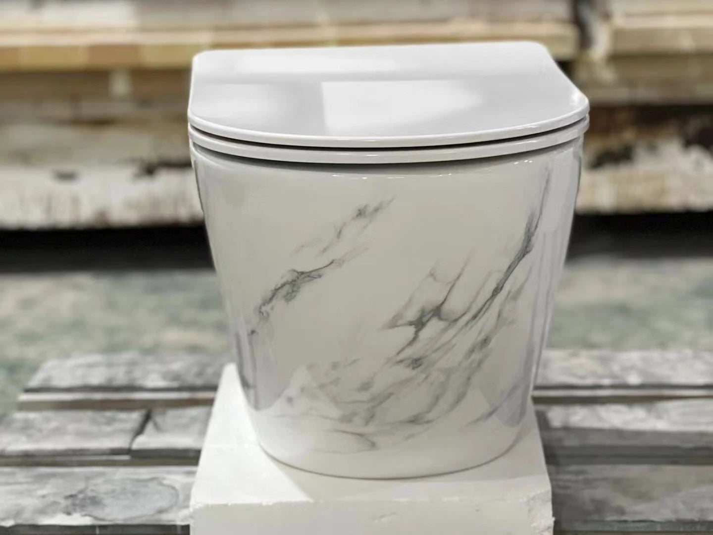Hangend rimless toilet - Alaska Wit marmer - 49x37x37cm