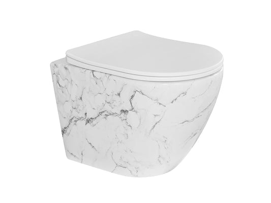 Hangend rimless toilet - Alaska Wit marmer - 49x37x37cm