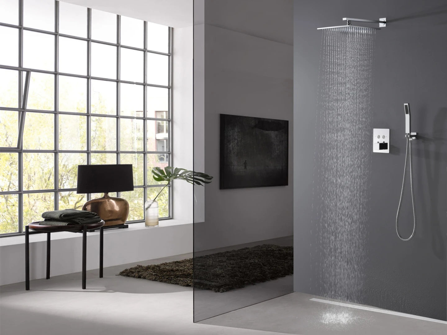Thermostatische inbouw regendoucheset - Saga Chroom