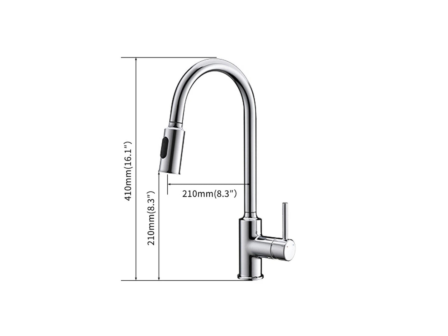 Keukenkraan - Uittrekbare uitloop - Durio Chroom - 41cm