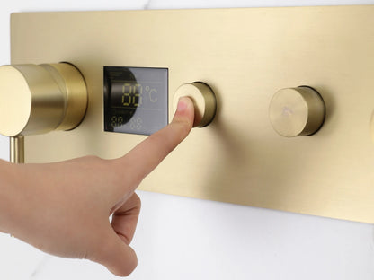 Inbouw regendoucheset - Digitaal display - Dunlin Geborsteld goud
