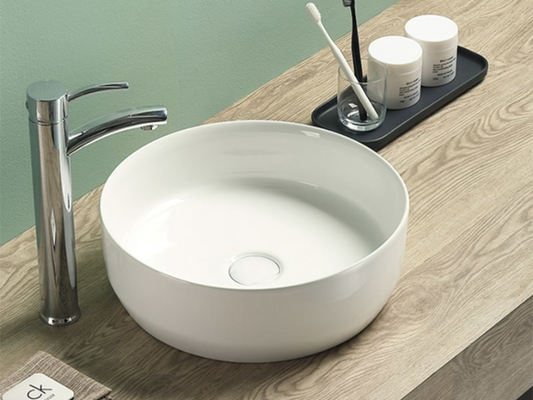 Luxora® Waskom Keramiek Rond - Victoria Color Line - Glans Wit met Clickwaste