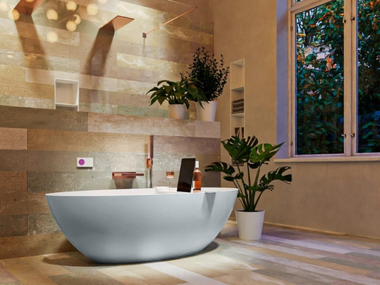 MONDIAZ FLOAT vrijstaand bad 170x80cm kleur Clay (Lichtgrijs) / Talc (Wit)