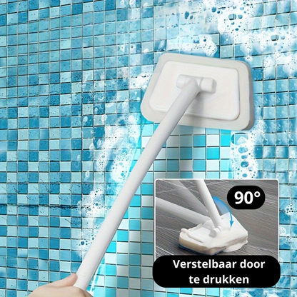 HomeEase® Verstelbare Badkamerborstel - 90° Draaibare kop - Afneembare spons - Schrobben van badkuip, tegels, glas en vloeren