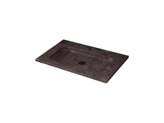 Wasbak Soul Natuursteen Met Gat Grijs - 49x80x3cm