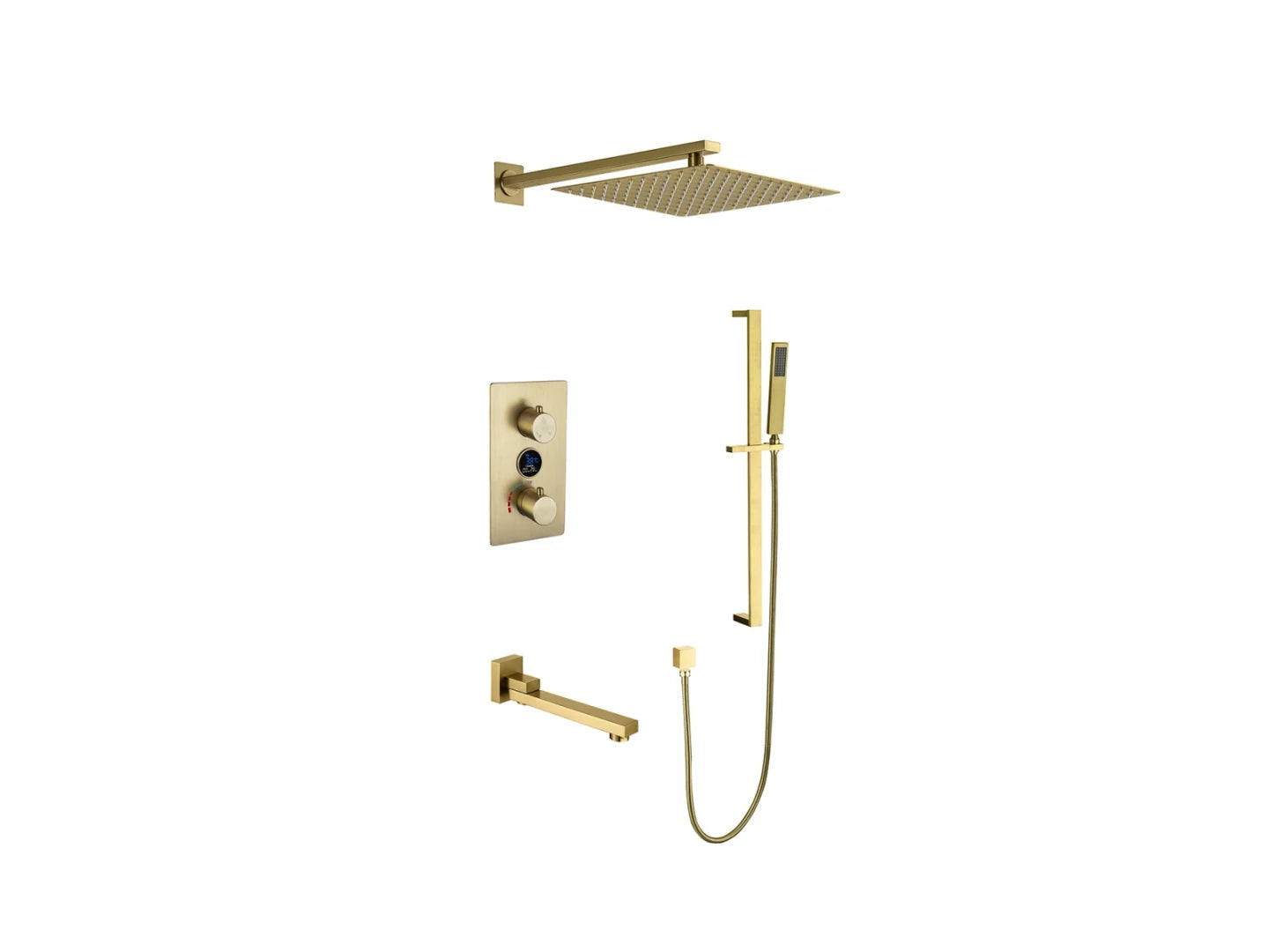 Inbouw regendoucheset - Digitaal display - Vincent Geborsteld goud