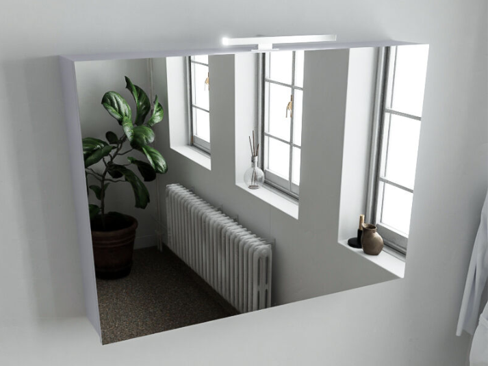 MONDIAZ CUBB Spiegelkast 100x70x16cm - Cale (Grijs) - Dubbele Deur