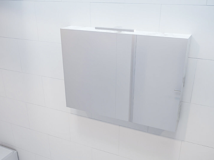 MONDIAZ CUBB Spiegelkast 100x70x16cm - Carrara  (Wit Marmer) - Dubbele Deur