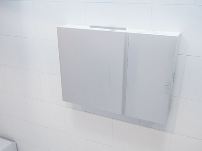 MONDIAZ CUBB Spiegelkast 100x70x16cm - Carrara  (Wit Marmer) - Dubbele Deur