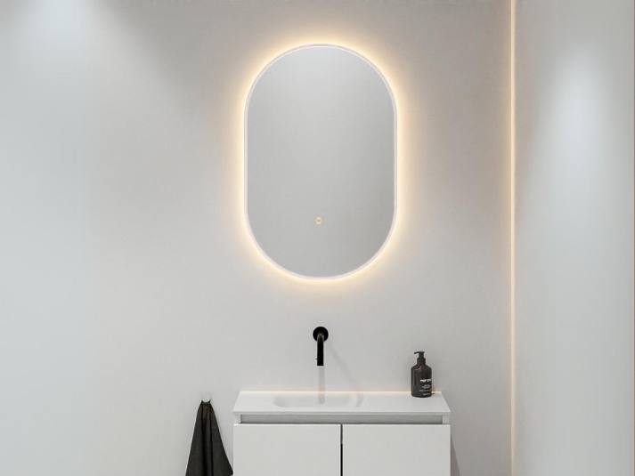 MONDIAZ Luna LED Badkamerspiegel - Bewegingssensor - 45x90cm Ovaal Rosee