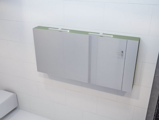 MONDIAZ CUBB Spiegelkast 150x70x16cm - Legergroen - Drie Deuren