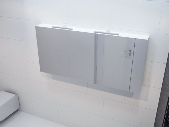 MONDIAZ CUBB Spiegelkast 150x70x16cm - Talc (Wit mat)