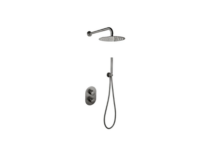 Luxora® Doucheset Inbouw met Box Thermostaat, Muurbevestiging en Douchekop 25 cm Rond Gun Metal