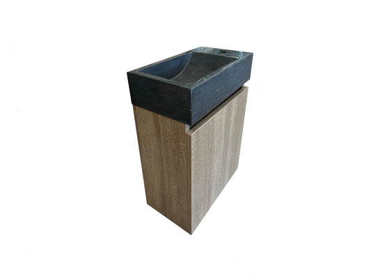 Onderkast met fontein - Oxfort Bruin eiken - Grijs - 22x40x55cm