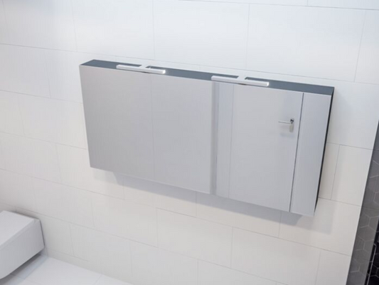 MONDIAZ CUBB Spiegelkast 150x70x16cm - Dark Grey - Drie Deuren