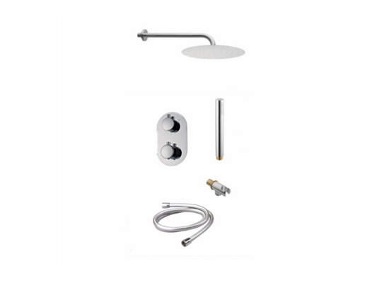 Luxora® Doucheset Inbouw met Box Thermostaat, Muurbevestiging / Douchekop 30 cm Rond Chroom