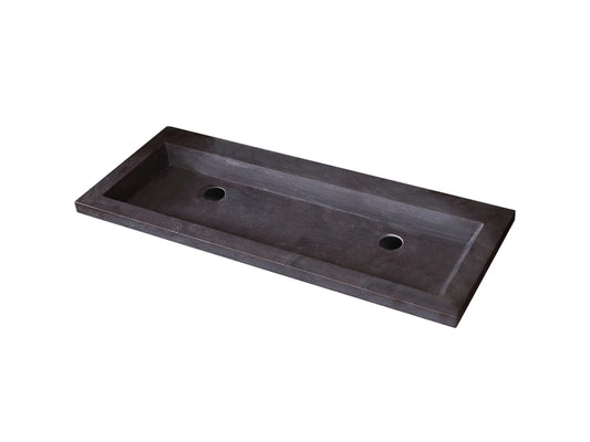 Wasbak Lotus Natuursteen Zonder Kraangaten Grijs - 49x120x3cm