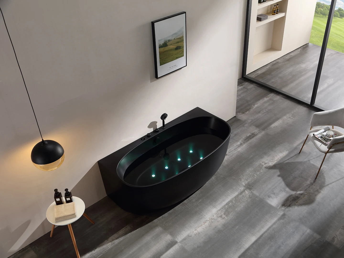 Opbouw massagebad - Borra Mat zwart - 170x88x62cm